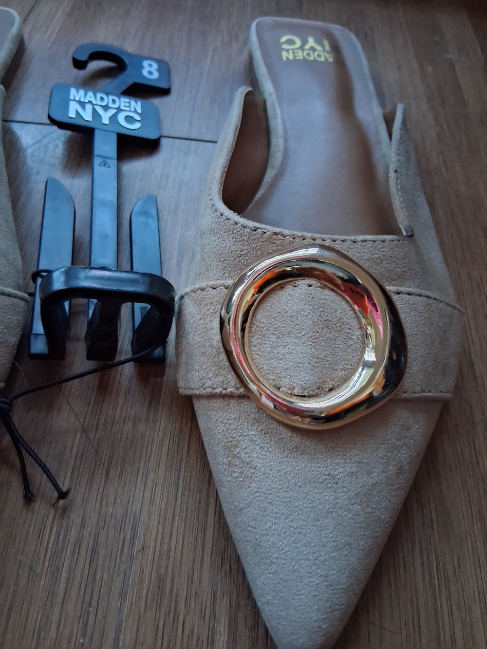 Madden NYC Women's Tan Pointed-Toe Mule with Gold Ring - Picture 3 of 3